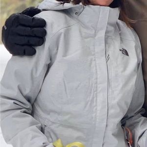 Grey size medium woman’s northface detachable hood waterproof
